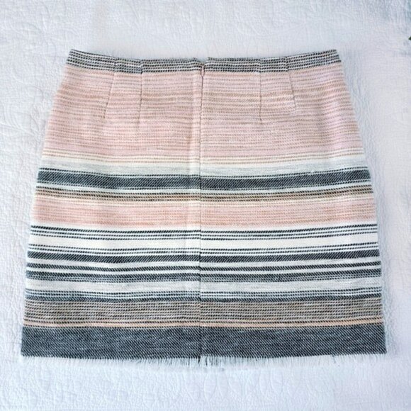 Ann Taylor Loft Women's Tweed Mini Skirt Size 14 Pink Peach Zipper Pockets - Picture 14 of 15